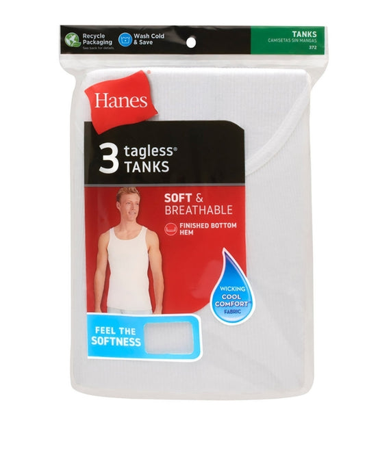 Men's Hanes Tagless Tanks- Pack of 3 White