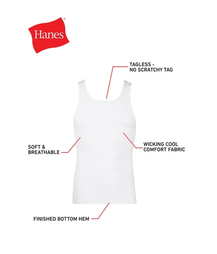 Men's Hanes Tagless Tanks- Pack of 3 White