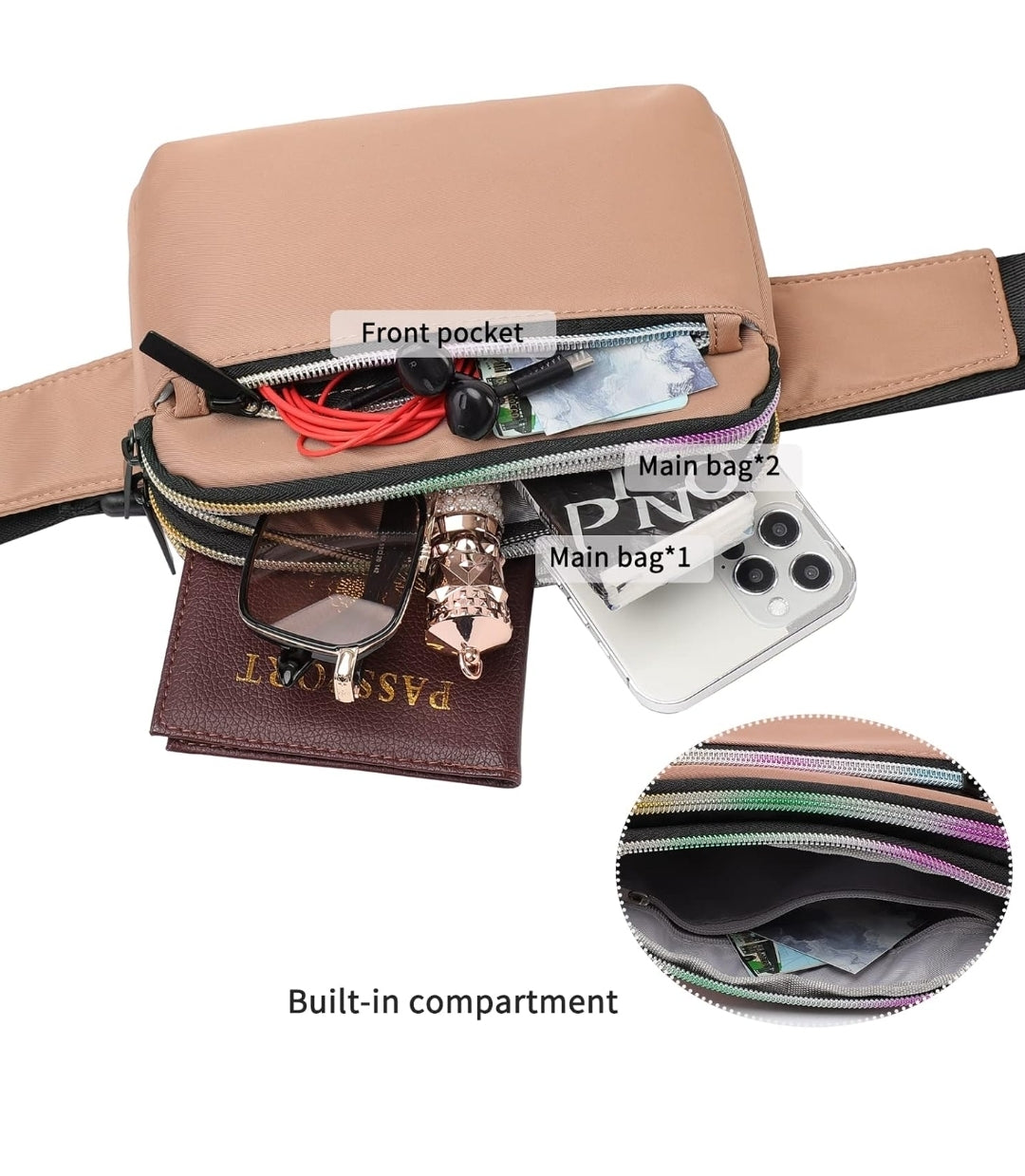 Women's Crossbody Sling Bag- Brown