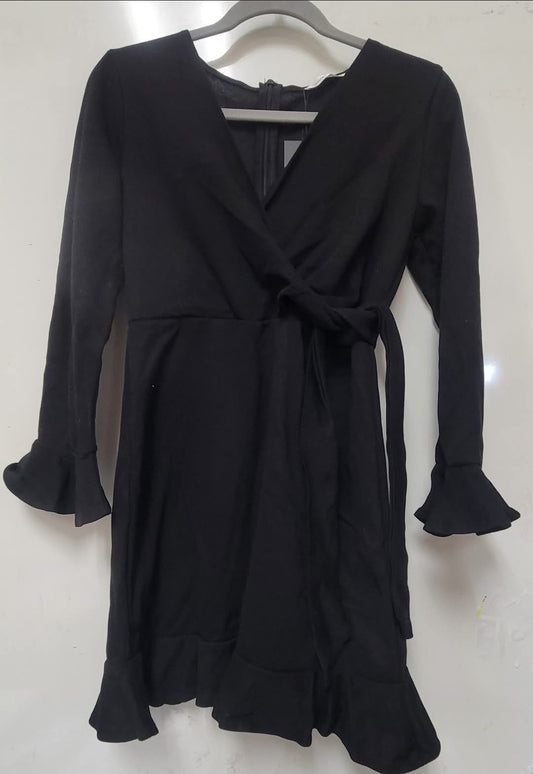 Women's Long Sleeve Midi Dress- Black